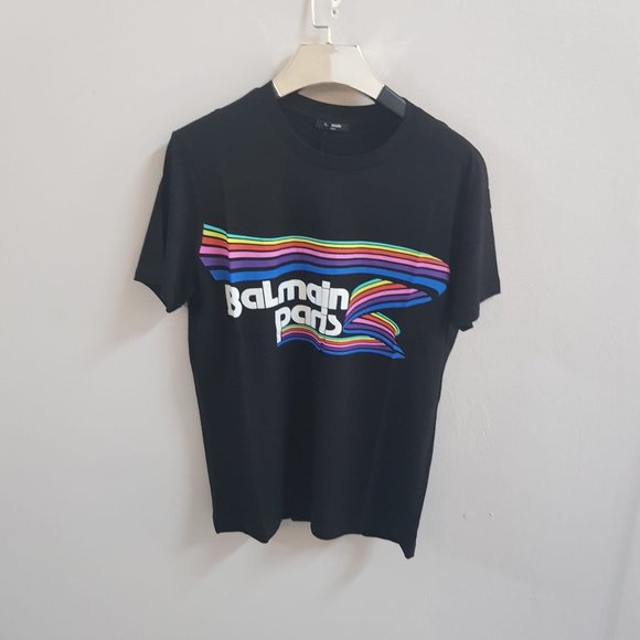 Balmain Black T-Shirt With Logo Printed